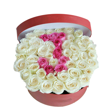 Caja Redonda con 60 Rosas