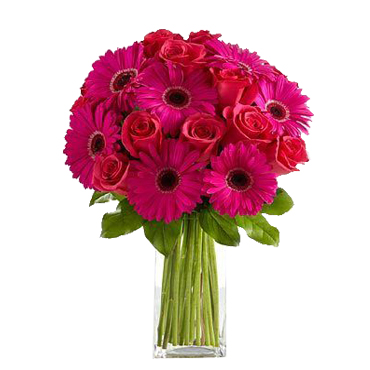 Florero de Rosas Y Gerberas