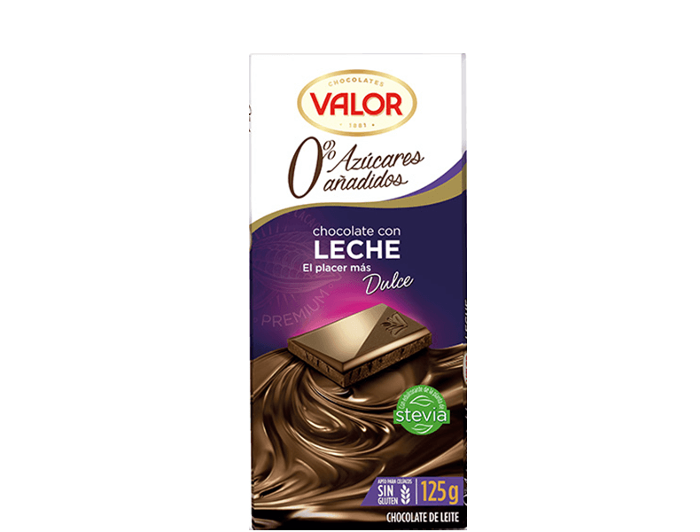 Chocolate Valor con Leche Sin Gluten Sin Azucar 100 grs